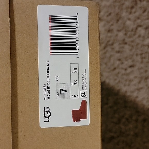 Red Ugg Classic Double Bow Mini Sz 7 - Picture 5 of 5